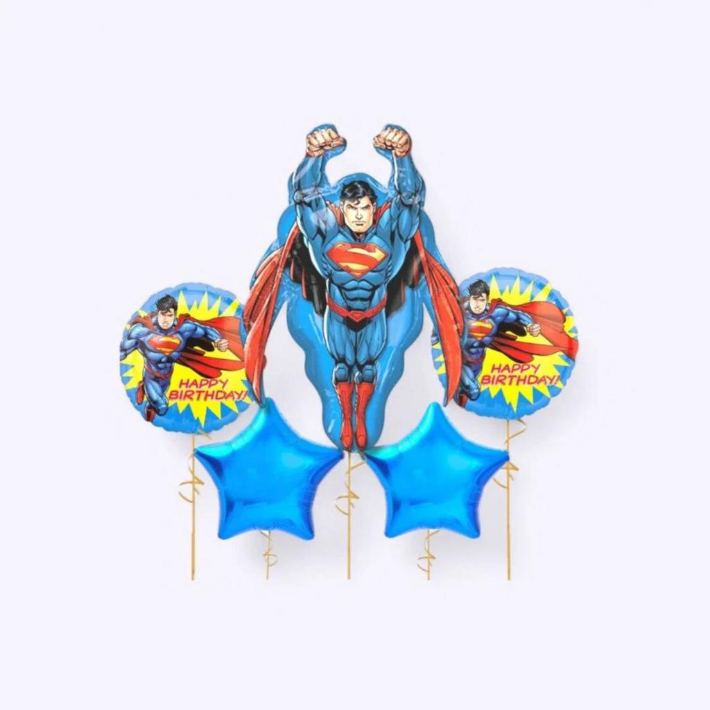 Super Hero Balloons – Themed Foil Balloons for Epic Parties! — Super Man (set of 5 balloons)
