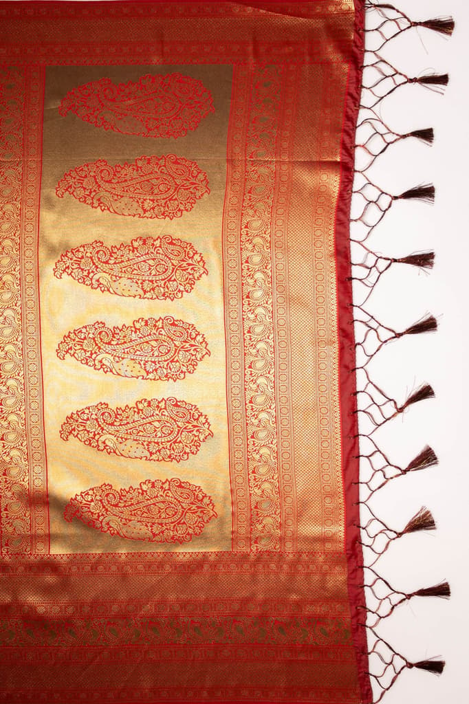 Mimosa Women's Woven Design Kanjivaram Style Art Silk Saree With Blouse Piece : SA00001609GRNFREE — photo 7