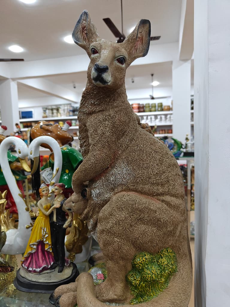 Kangaroo Statue | Wooden | Tan | Decorative