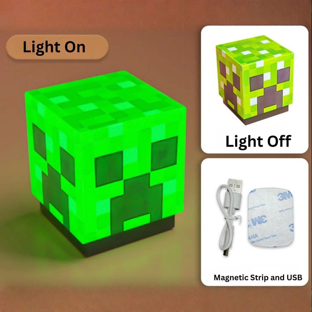 Minecraft Block Night Light | USB Rechargeable Mini Cube Lamp with Magnetic Mount — photo 6