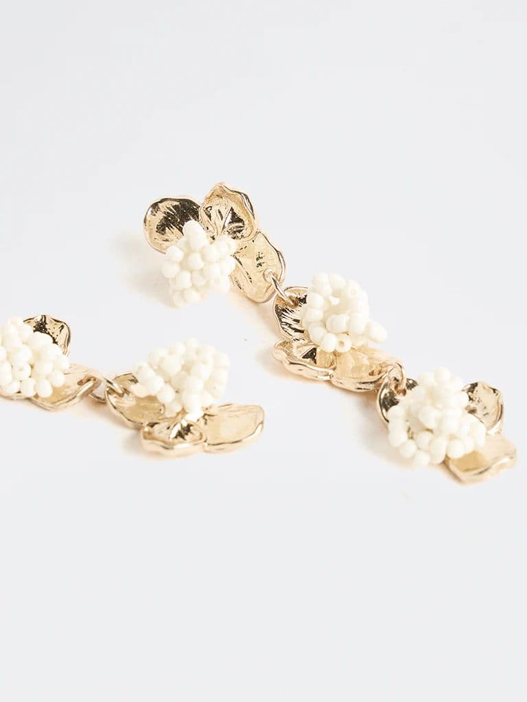 Westside Accessories Gold Floral Beaded Drop Earrings — photo 3