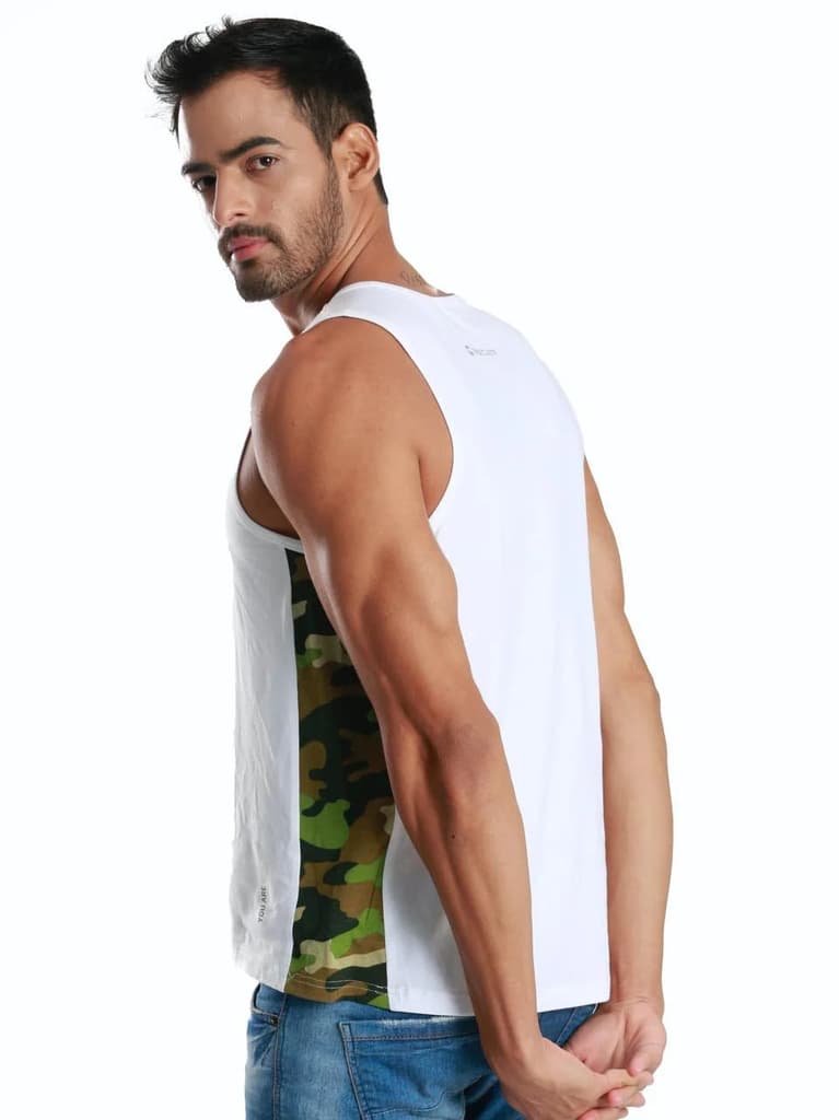 Rib Camo White Active Fit Camo Printed Organic Bamboo Vest (Pack Of 1) — photo 5