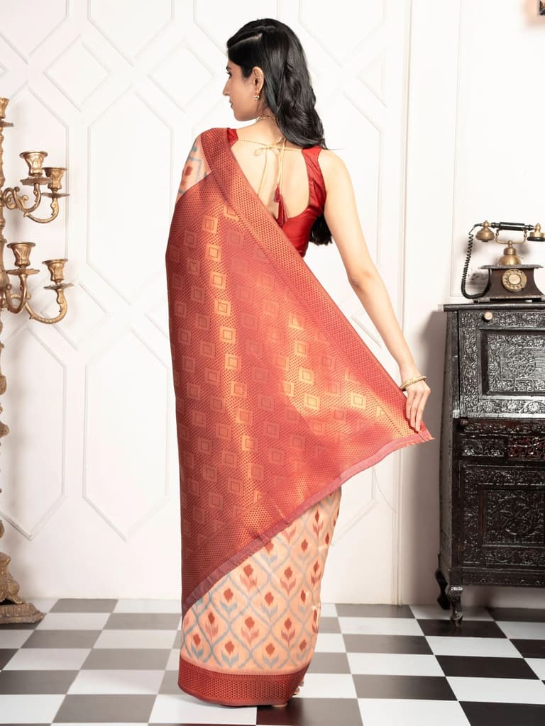 Mimosa Women's Woven Design Pochampally Style Art Silk Saree With Blouse Piece : SA00001953PCFREE — photo 4