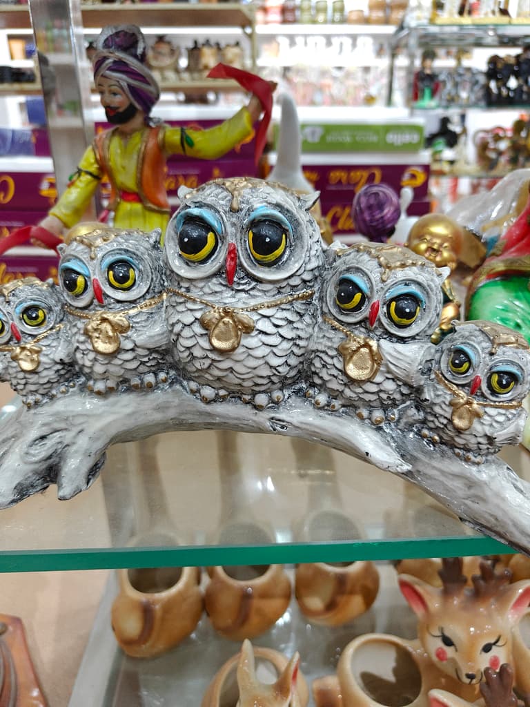Owl Figurine | Decorative | Ceramic | Gold
