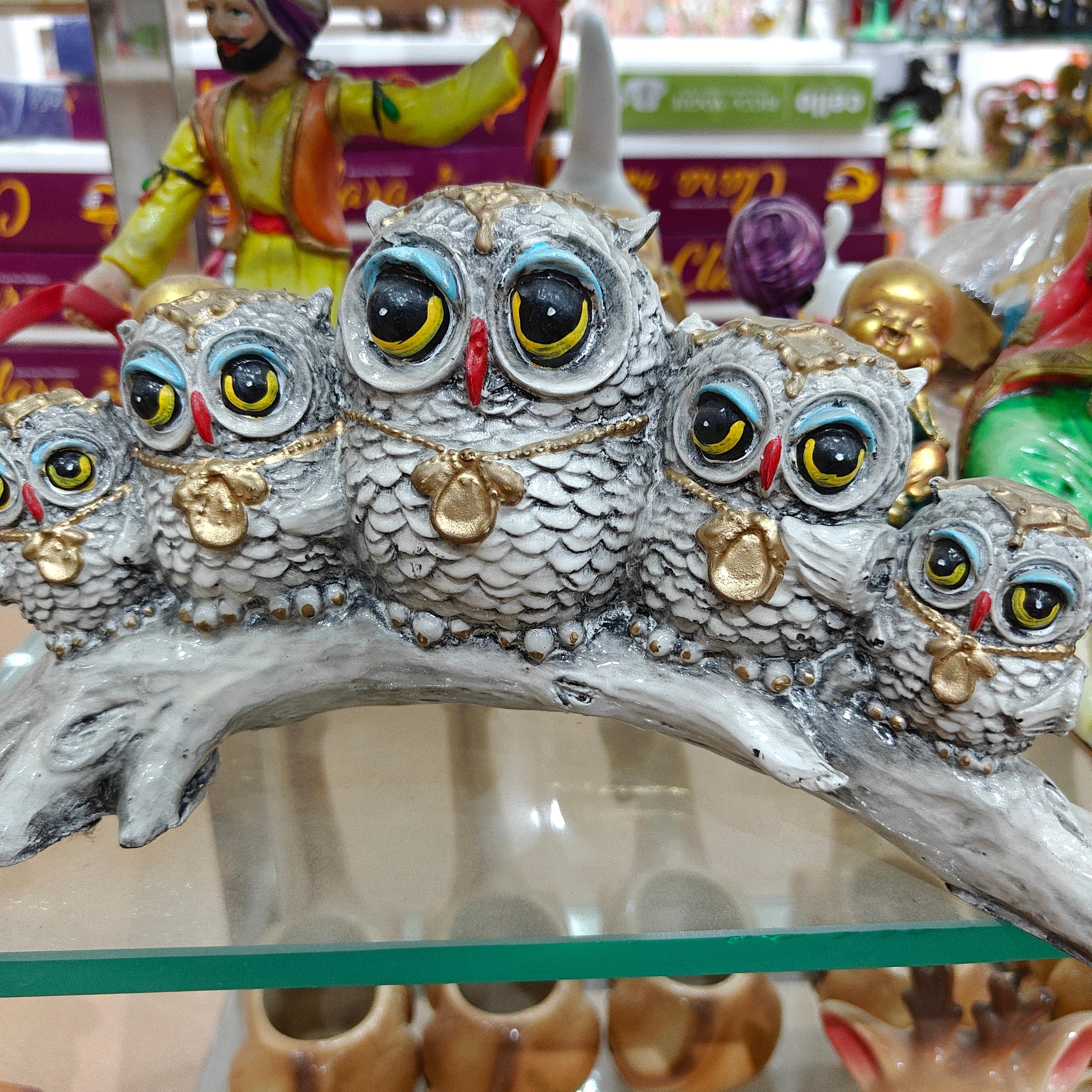 Owl Figurine | Decorative | Ceramic | Gold