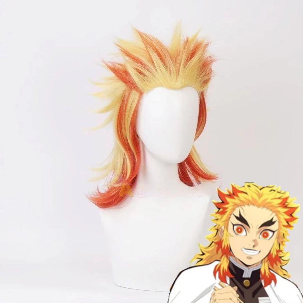 Demon Slayer Kyojuro Rengoku Cosplay Wig – Flame Hashira Heat-Resistant Synthetic Hair — photo 4