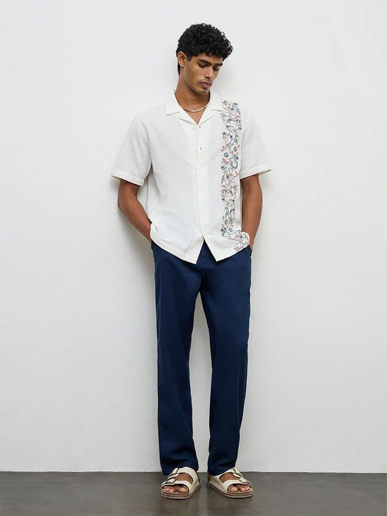 ETA White Floral-Embroidered Relaxed-Fit Cotton Shirt — photo 2
