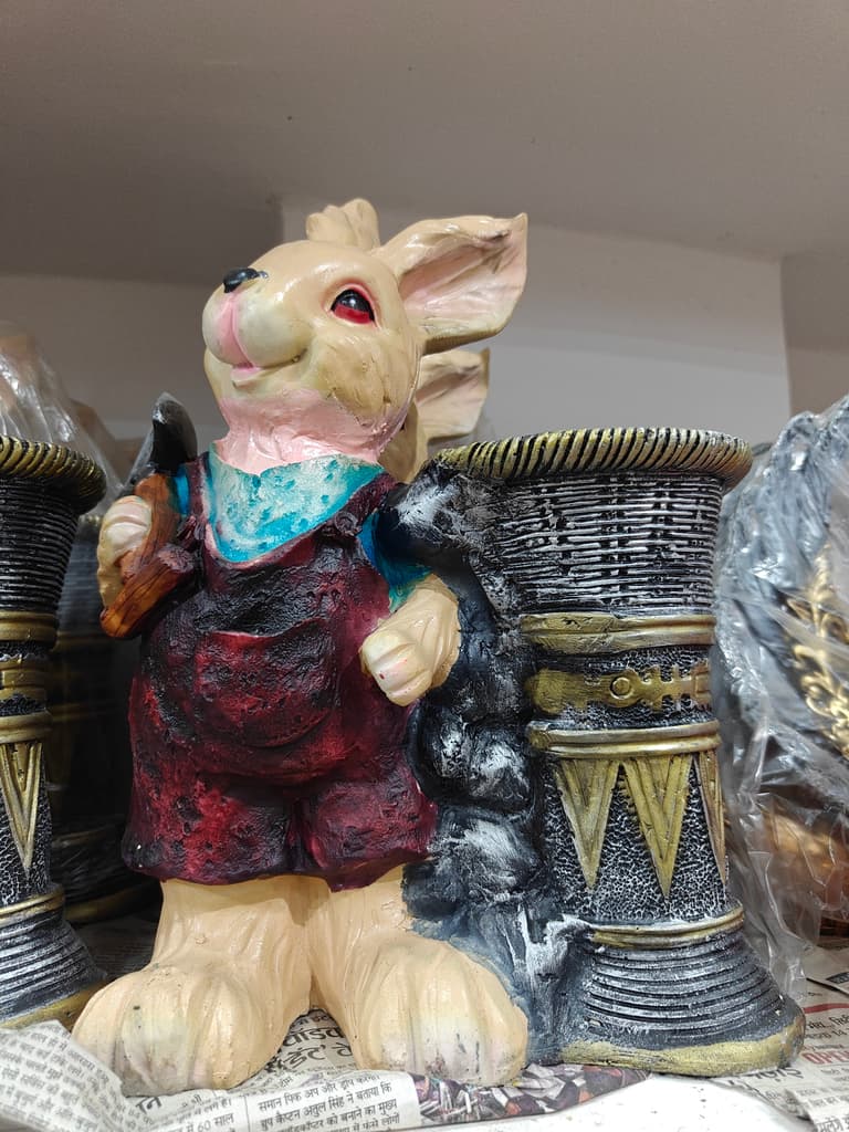 Rabbit Figurine | Decorative | Wood | Brown