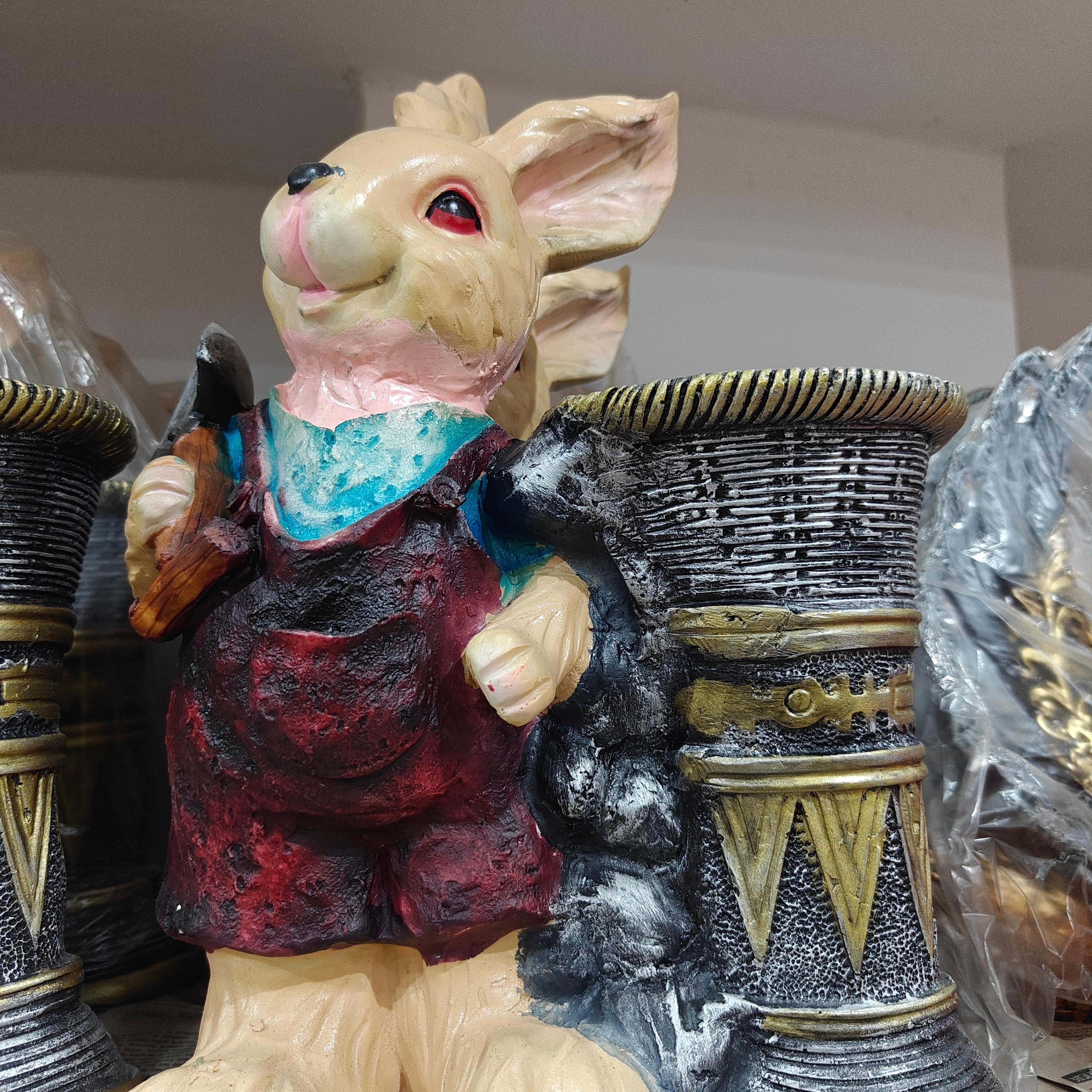 Rabbit Figurine | Decorative | Wood | Brown