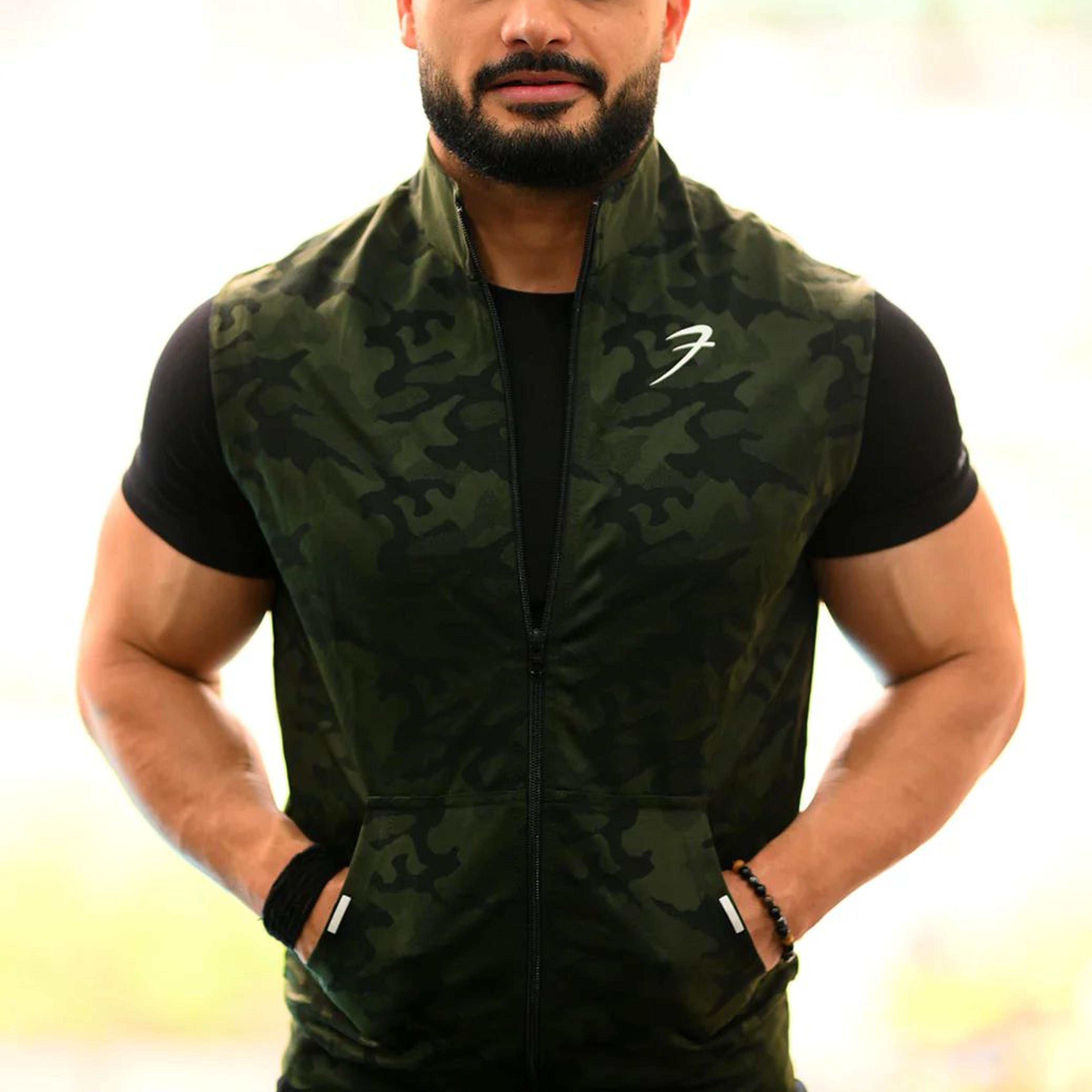 Camo Sleeveless Jacket Green