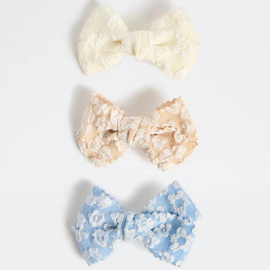 Westside Accessories Multi-Coloured Textured Bow Clips - Pack of 3