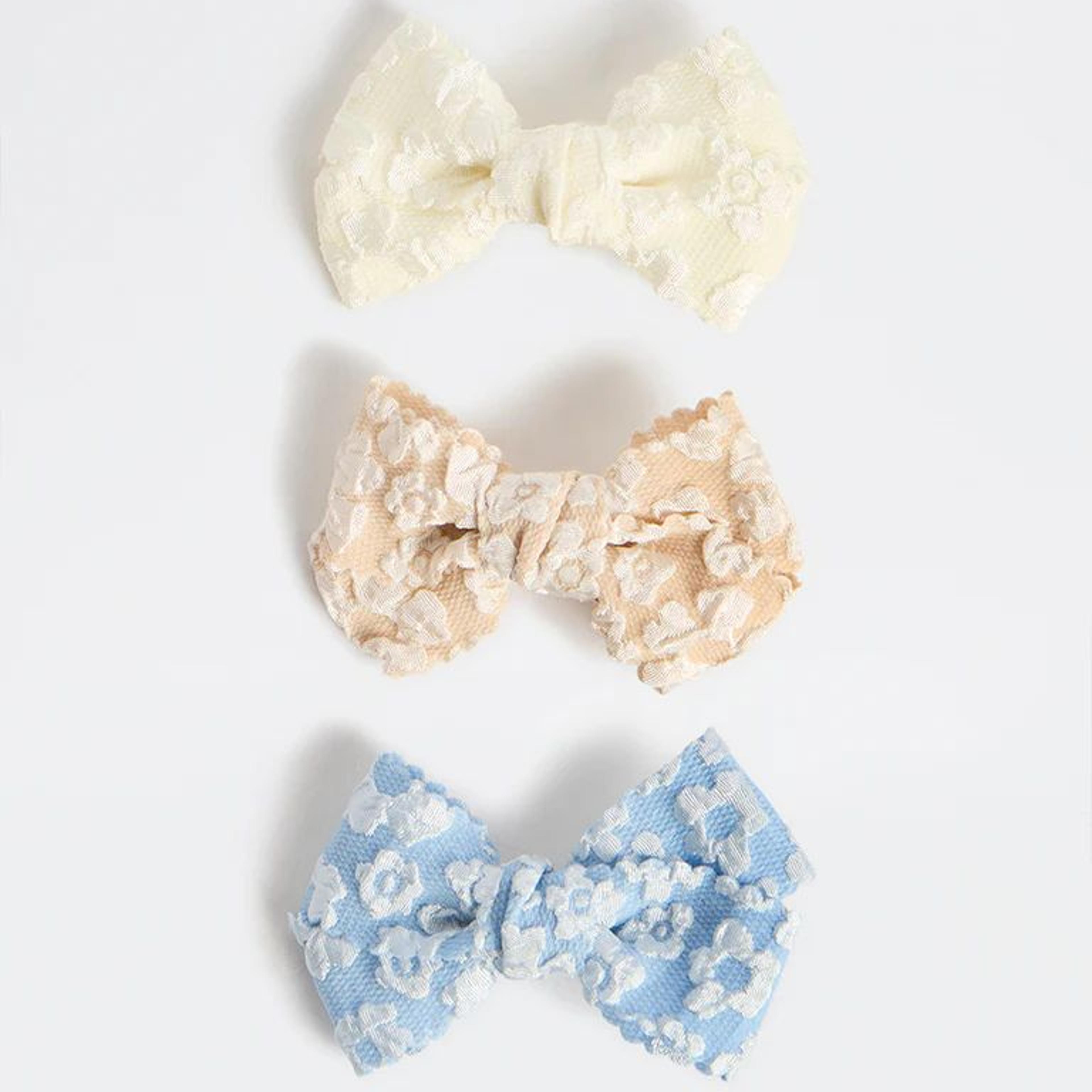 Westside Accessories Multi-Coloured Textured Bow Clips - Pack of 3