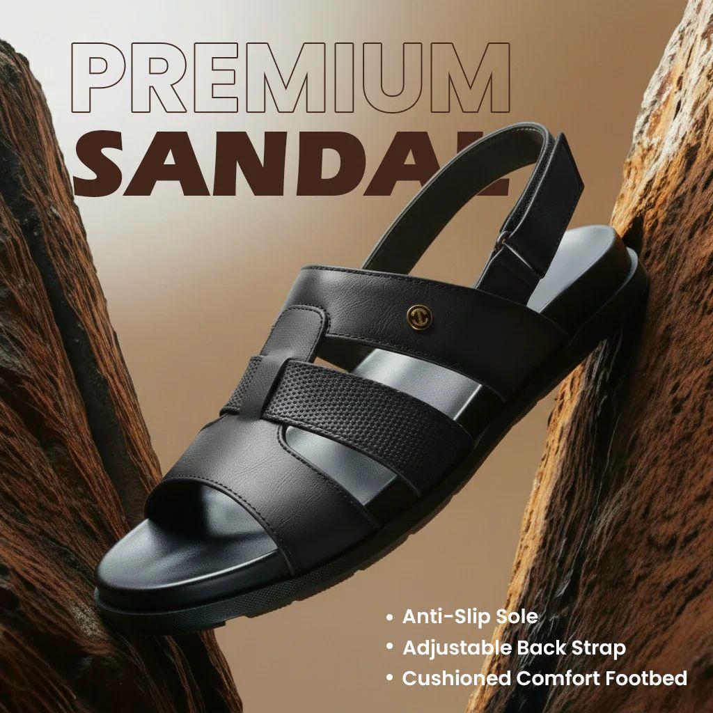 Healers Black Casual Flat Sandal for Men LEEKSER-1E by Liberty — photo 3