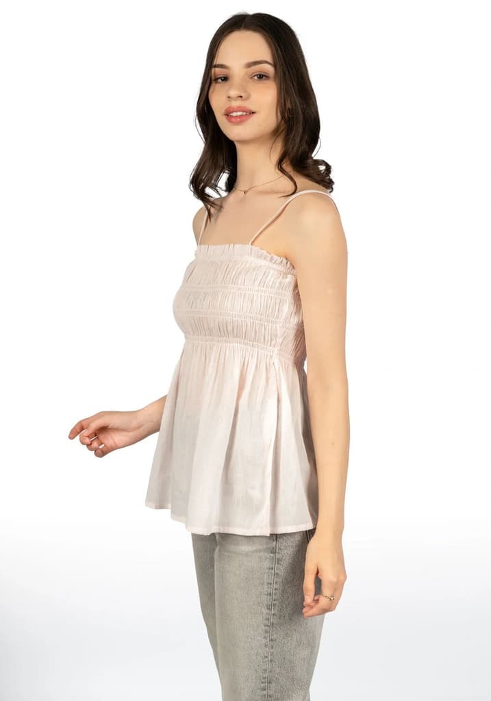 Pink Solid Cotton Cambric Fit & Flare Tube Top — photo 5