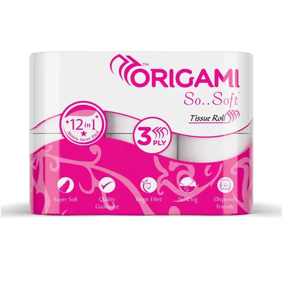Origami 3Ply 12 in 1 Soft Toilet Tissue Roll | 160 Pulls Each