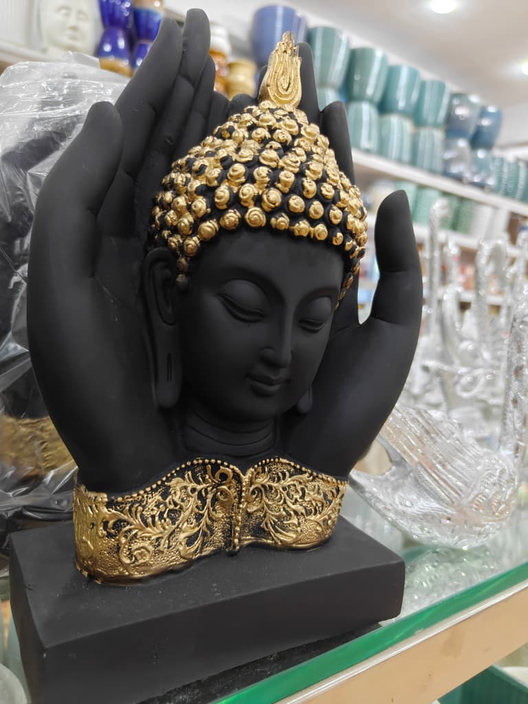 Black Buddha Statue | Gold Decoration | Home Decor