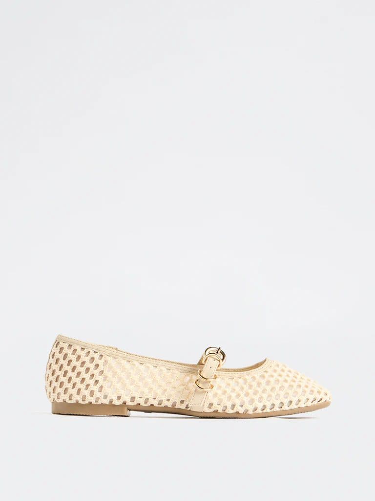 LUNA BLU Cream Crochet-Textured Mary Jane Shoes — photo 2