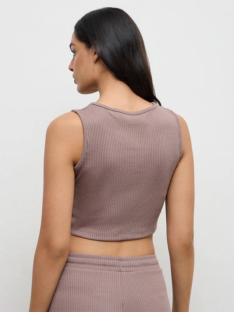 Nuoflexx Dusty Mauve Ribbed Zip-Front Top — photo 4