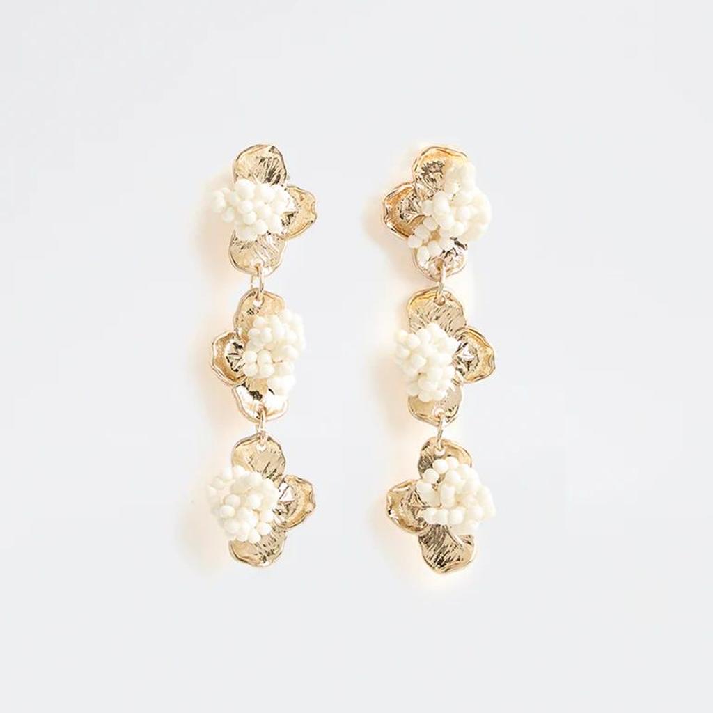 Westside Accessories Gold Floral Beaded Drop Earrings