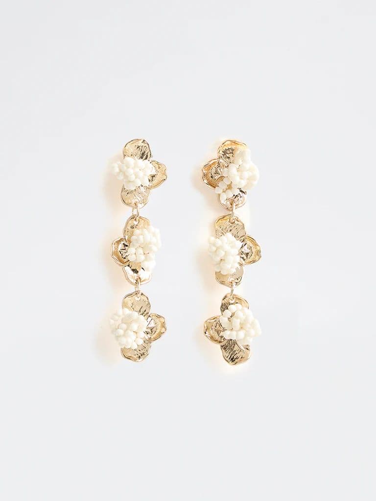 Westside Accessories Gold Floral Beaded Drop Earrings