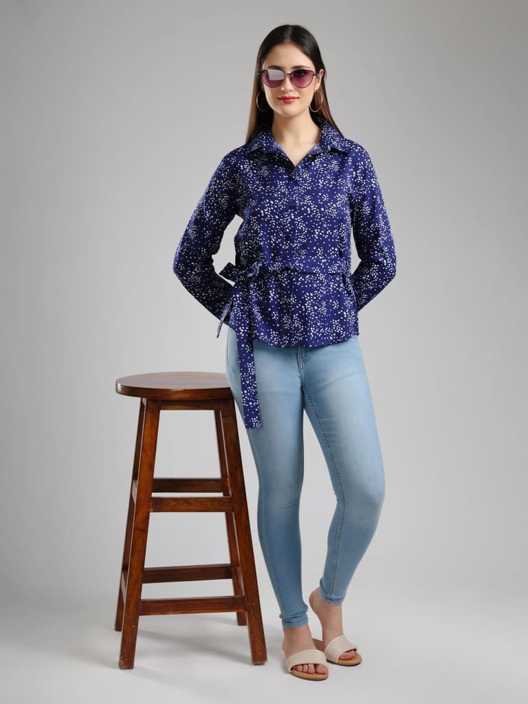Zivara chic printed shirt - Navy — photo 6