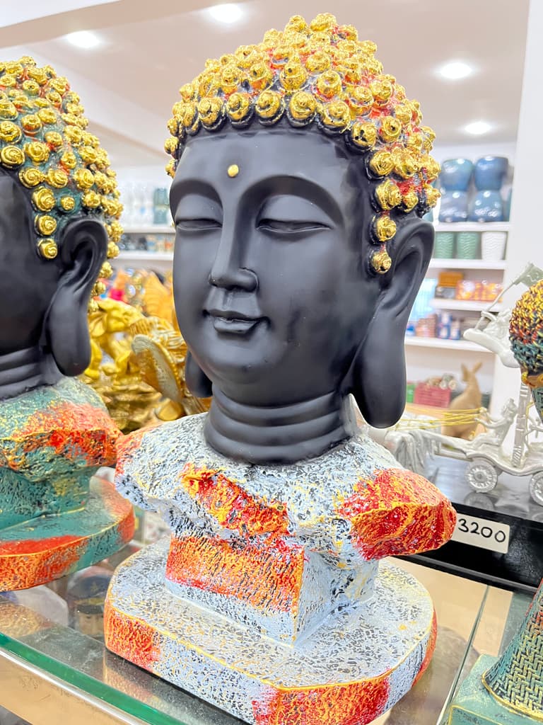 Buddha Head Statue | Sculpture | Bronze | Gold