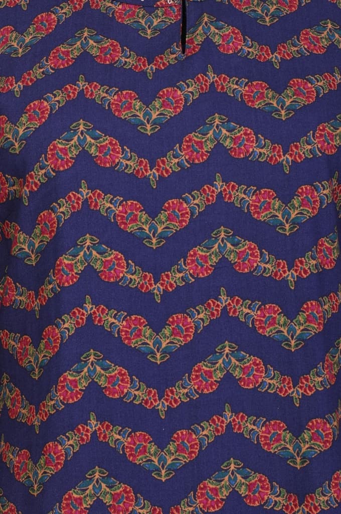 Navy Blue Chevron Beadwork Straight Kurta — photo 2