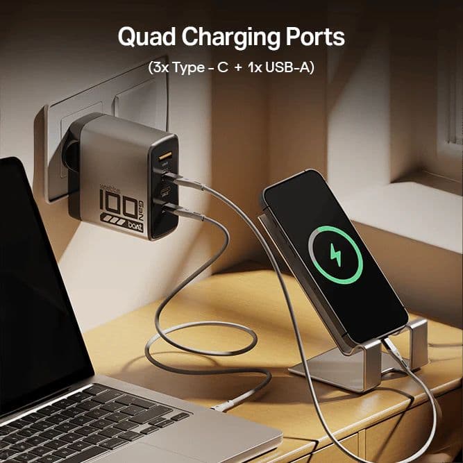 100W GaN Charger | 100W Fast Charger with GaN Chip Technology, 12-Layer Smart IC Protection, Quad-Port Charging — photo 4