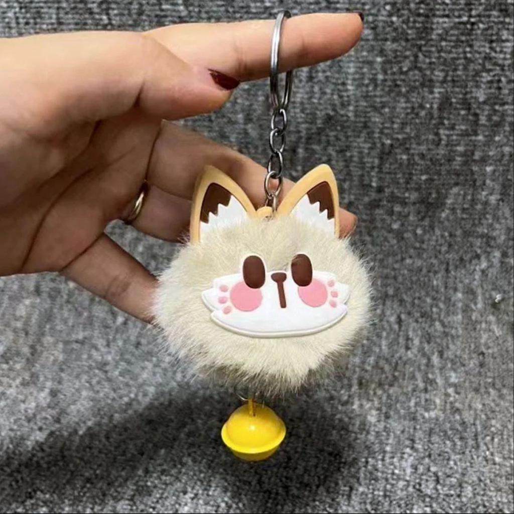 Fur Cat Bell Keychain | Cute Fluffy Cartoon Cat Key Ring for Bags and Keys — photo 4