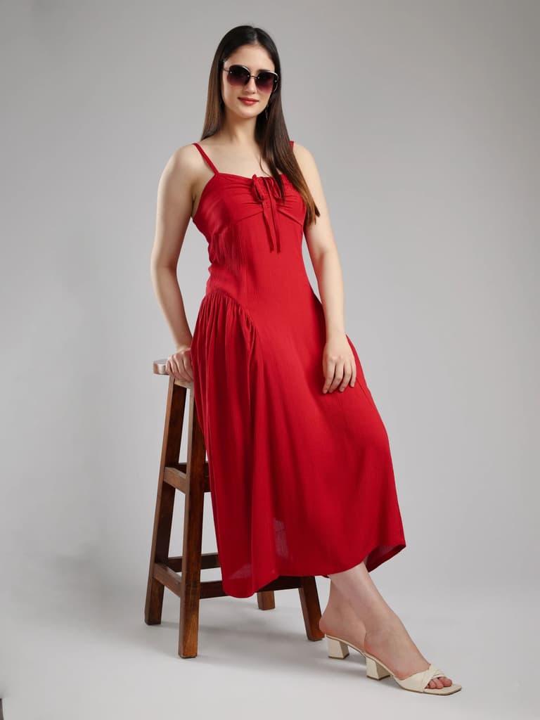Eivan Fit& Flare Dress - Maroon — photo 4