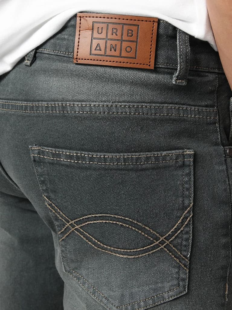 Men's Grey Bootcut Fit Mid Rise Heavy Washed Jeans Stretchable — photo 7