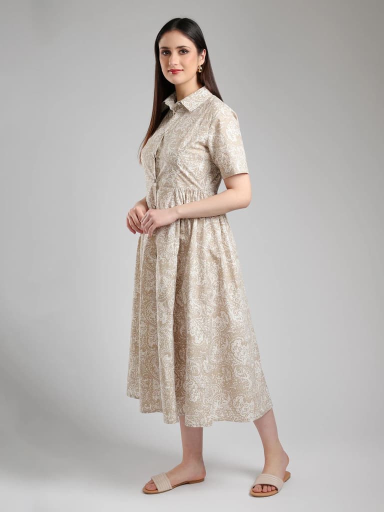 Velisse Midi dress- Beige — photo 3