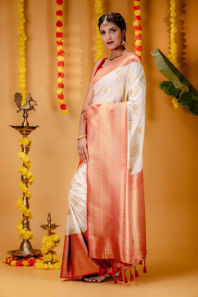 Mimosa Women's Woven Design Kanjivaram Style Art Silk Saree With Blouse Piece : SA00001732HWFREE — photo 4