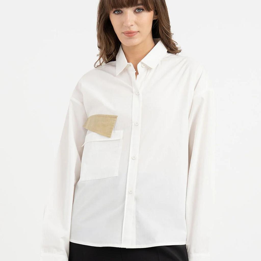 Shirts for Women in White | Applique Full Sleeve Shirt