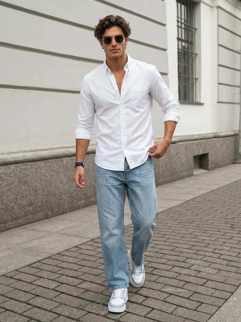 Men's White Cotton Full Sleeve Regular Fit Solid Oxford Shirt With Button-Down Collar — photo 4