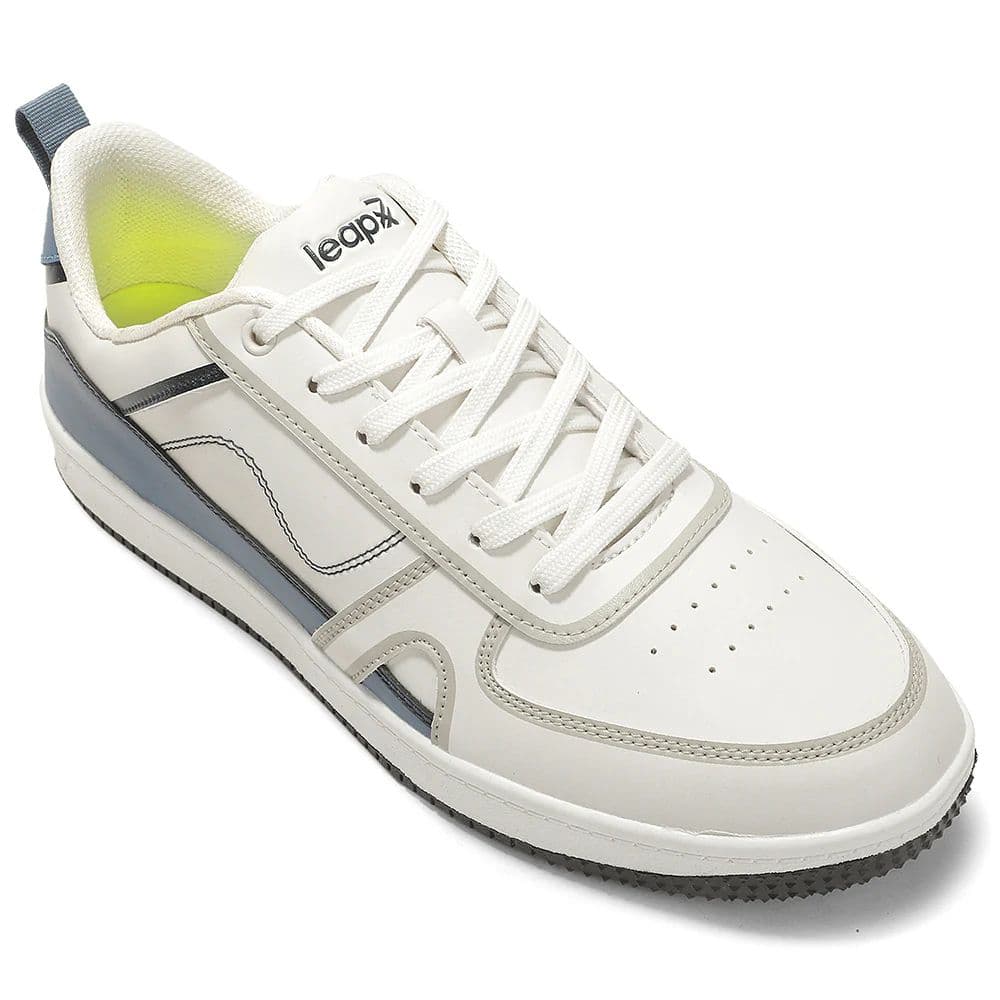 LEAP7X White Casual Lacing Sneakers for Men SNOOKEY-1E by Liberty — 6/40 / White