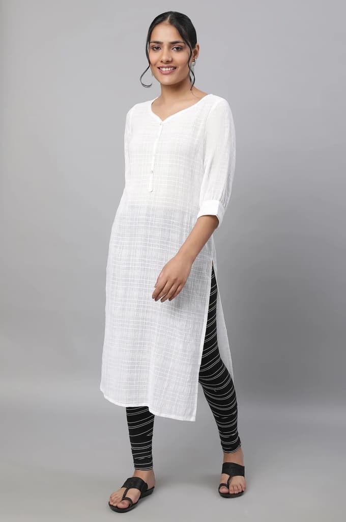 Black Striped Skinny Fit Cotton Tights With High Waistband — photo 5