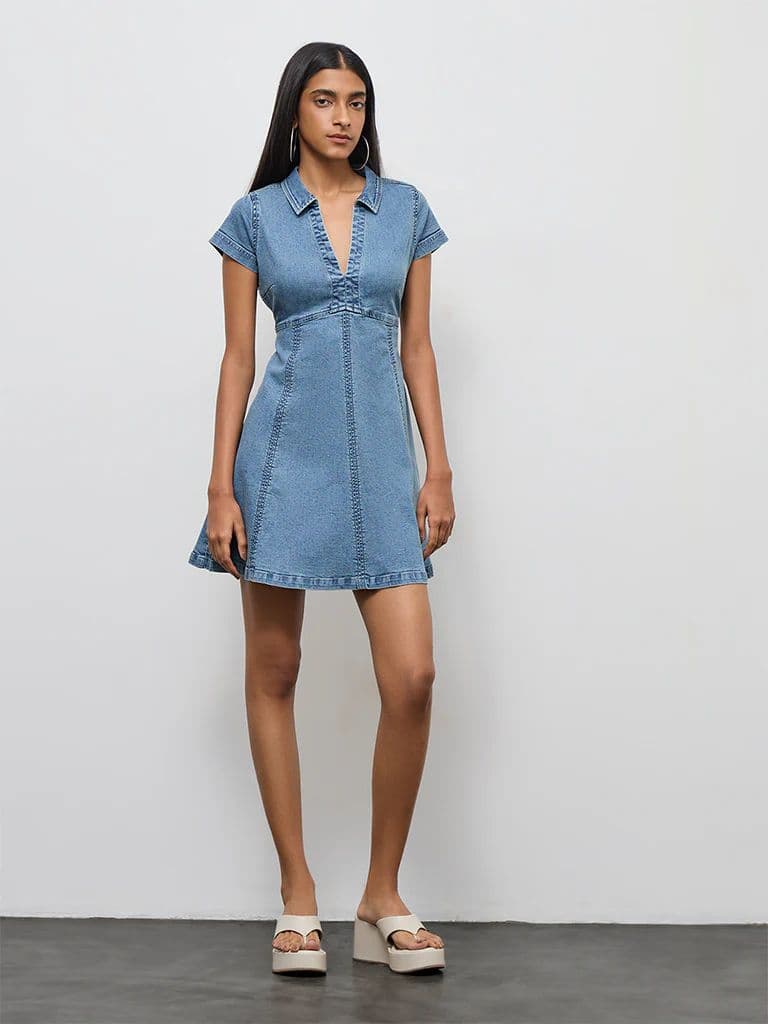Nuon Blue A-Line Denim Dress — photo 2
