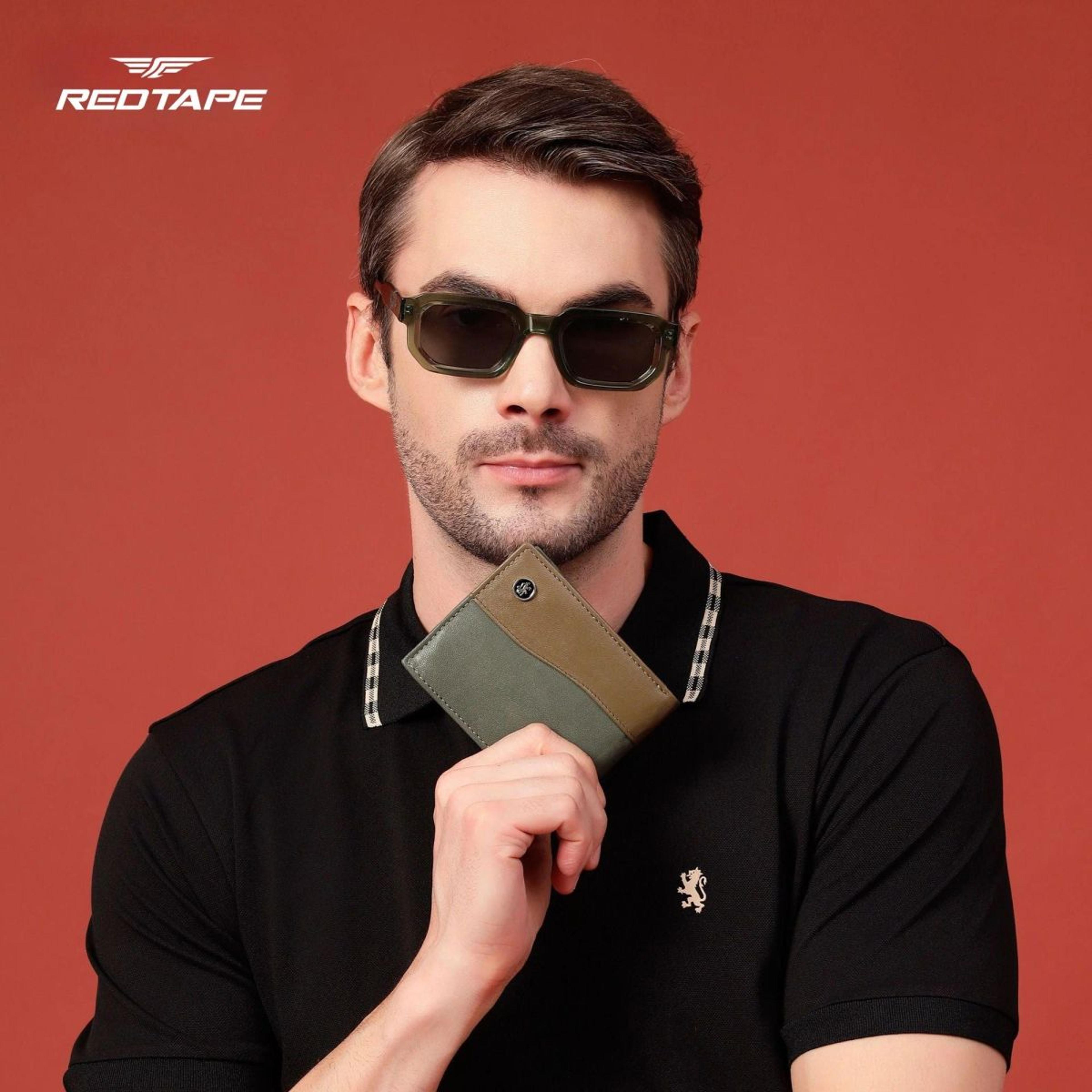 Men’s Green Dk.Taupe Colorblocked Genuine Leather Wallet