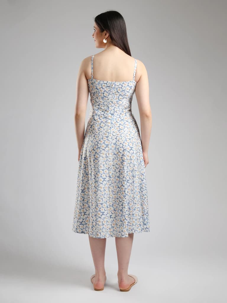 Ismera Midi Floral Dress- Blue — photo 3