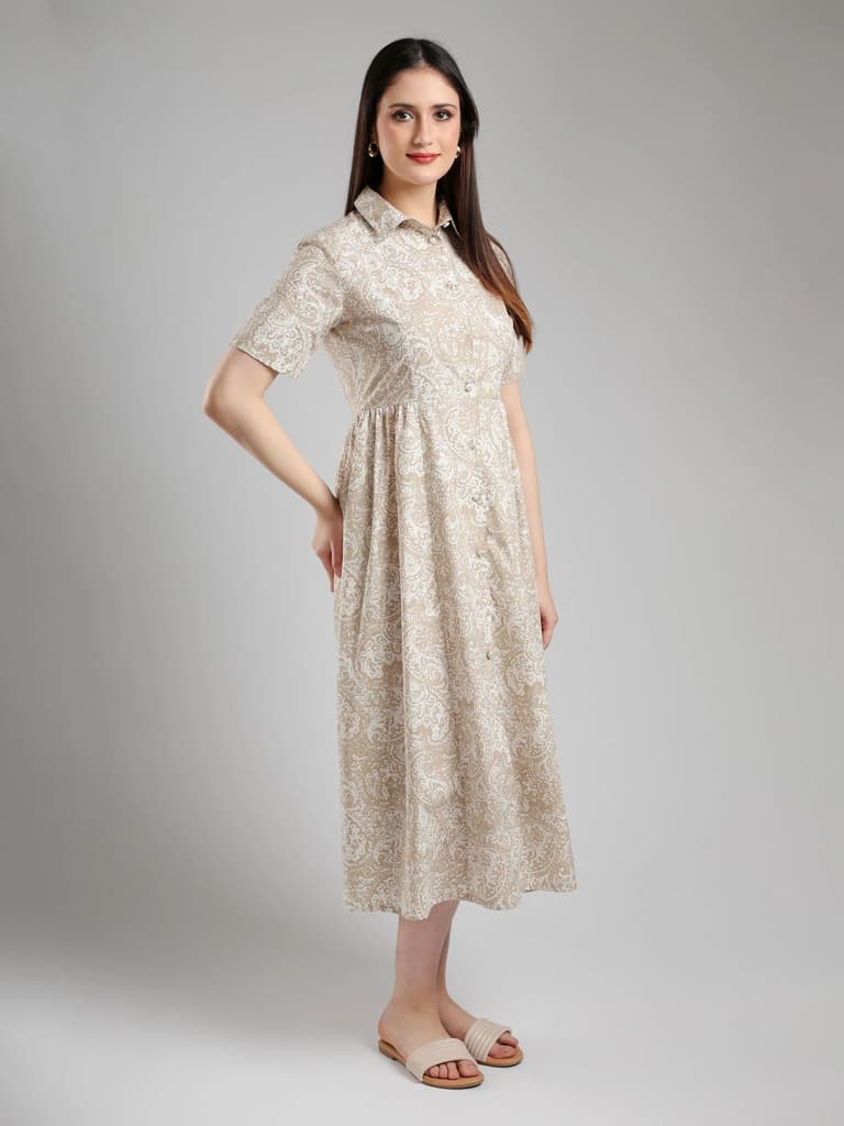 Velisse Midi dress- Beige — photo 5
