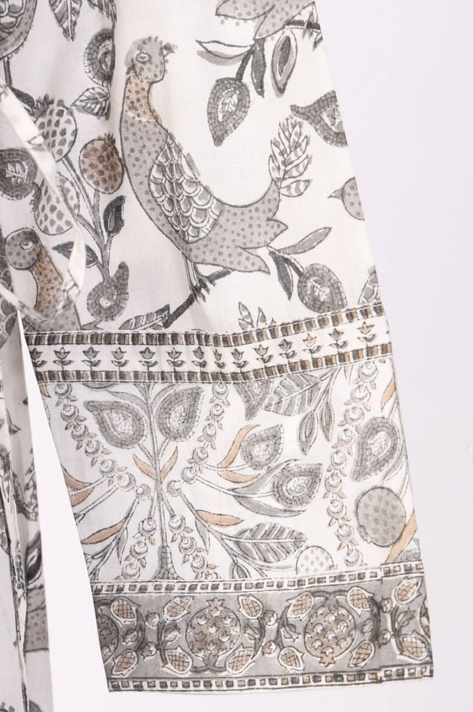 Off White Block Printed Pure Cotton Angrakha Kurta — photo 7
