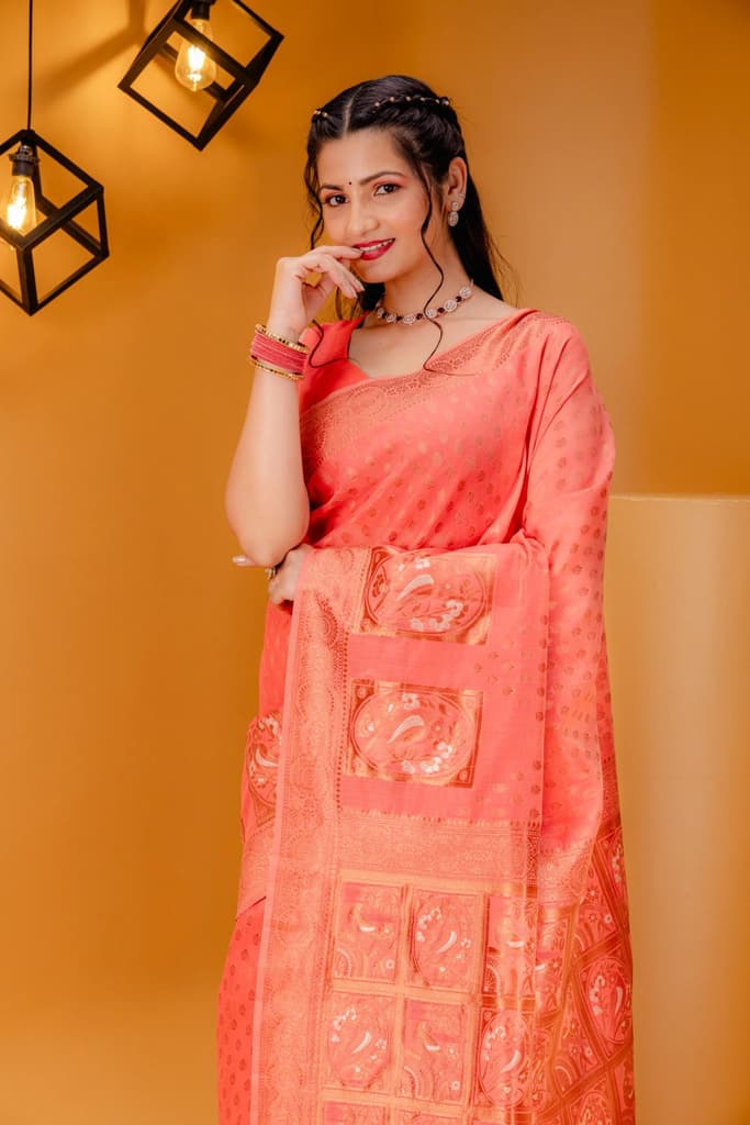 Mimosa Women's Woven Design Banarasi Style Art Silk Saree With Blouse Piece : SA00001807GJFREE — photo 2