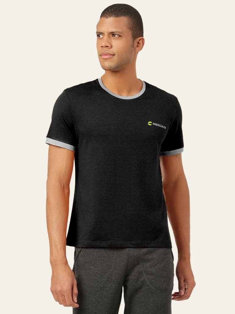 Men's Organic Bamboo Casual Tees - Crew Neck - (Pack of 1) — Black / S / Men