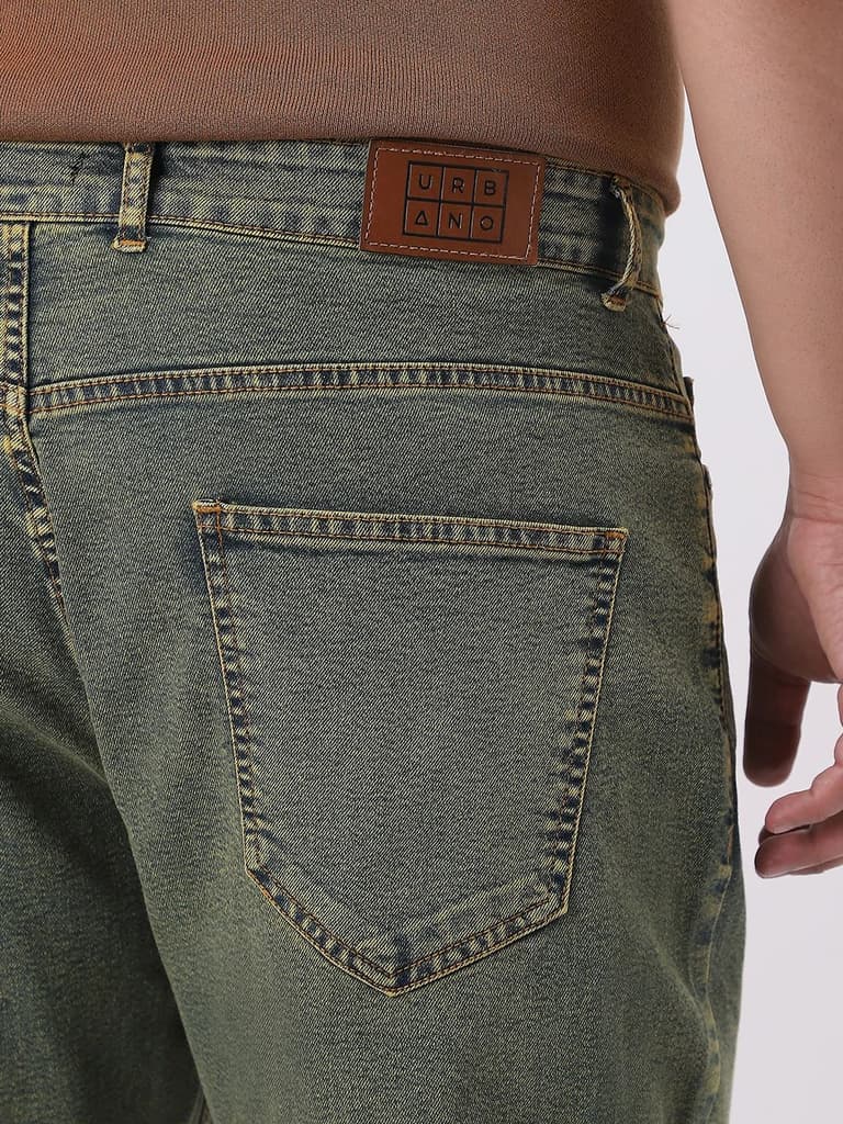 Plus Men's Ice Blue Straight Fit Heavy Washed Jeans Stretchable — photo 6