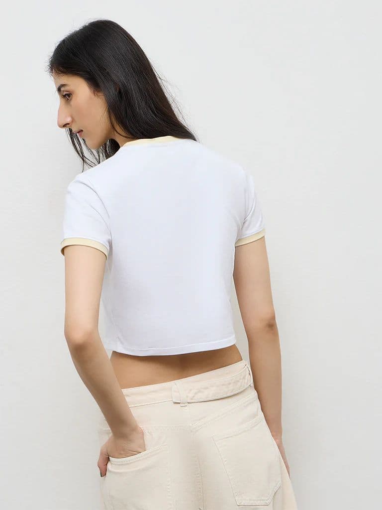 Nuon White Graphic Printed Cotton-Blend T-Shirt — photo 4