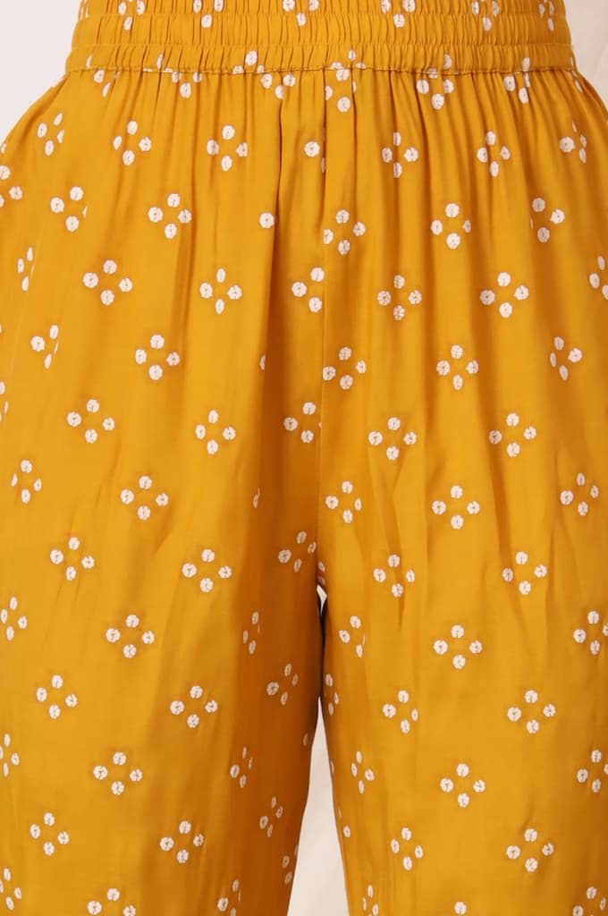 Mango Yellow Printed Flared Kurta and Pants Set with Dupatta — photo 9