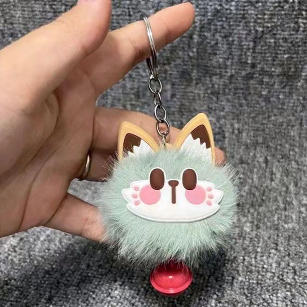 Fur Cat Bell Keychain | Cute Fluffy Cartoon Cat Key Ring for Bags and Keys — photo 5