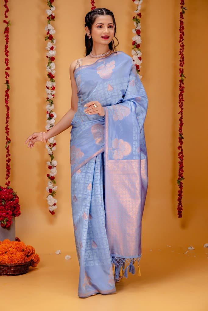Mimosa Women's Woven Design Kanjivaram Style Art Silk Saree With Blouse Piece : SA00001762ANFREE — Ananda