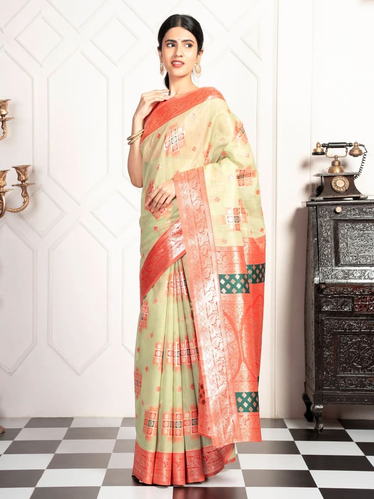 Mimosa Women's Woven Design Kanjivaram Style Art Silk Saree With Blouse Piece : SA00002072PSFREE — photo 3